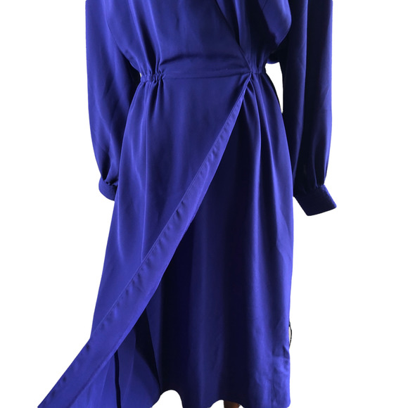 Pierre Cardin Vintage Wrap Dress Purple V-Neck Beaded Sequins - Picture 3 of 12